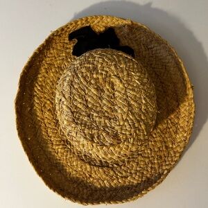 Ann Taylor Woven Straw Hat with Black Trim